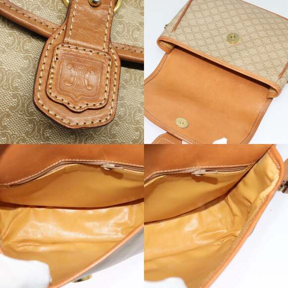 CELINE Macadam Canvas Shoulder Bag Pvc Beige Gold - Picture 11 of 12